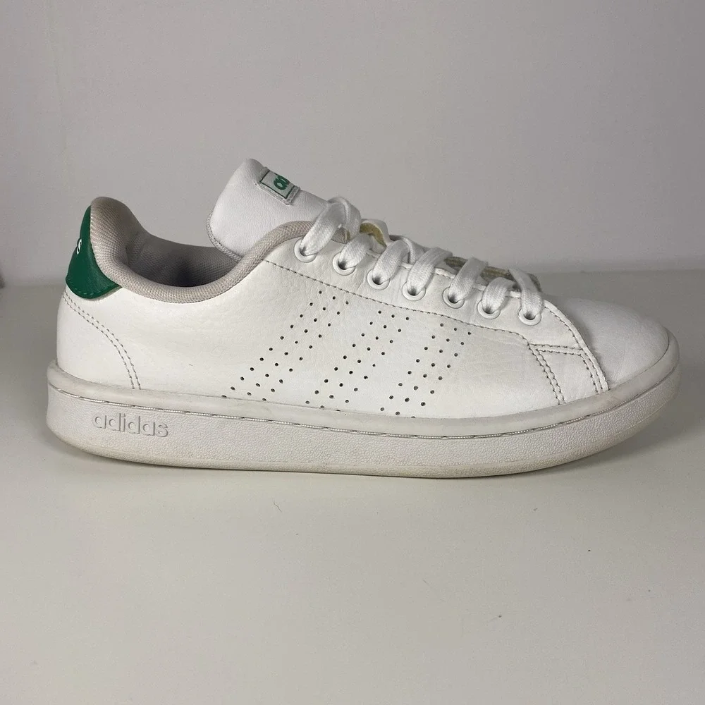 Adidas Advantage Men's Size 7.5 Sneakers White Green Low Top